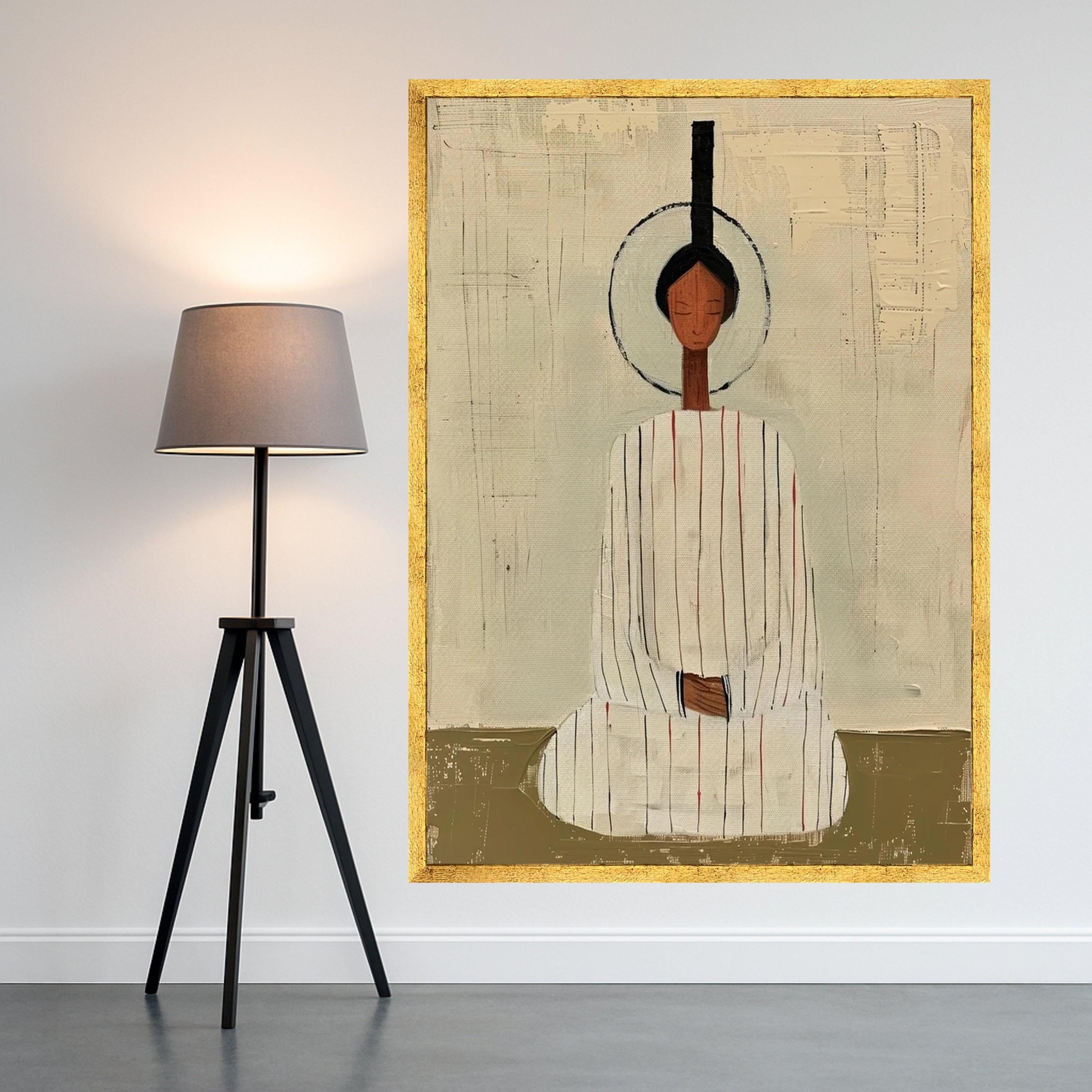 Minimalist Meditative Figure, Abstract Canvas Art, Spiritual Wall Decor, Modern Art Print, Calm Home Decoration Ready To Hang,