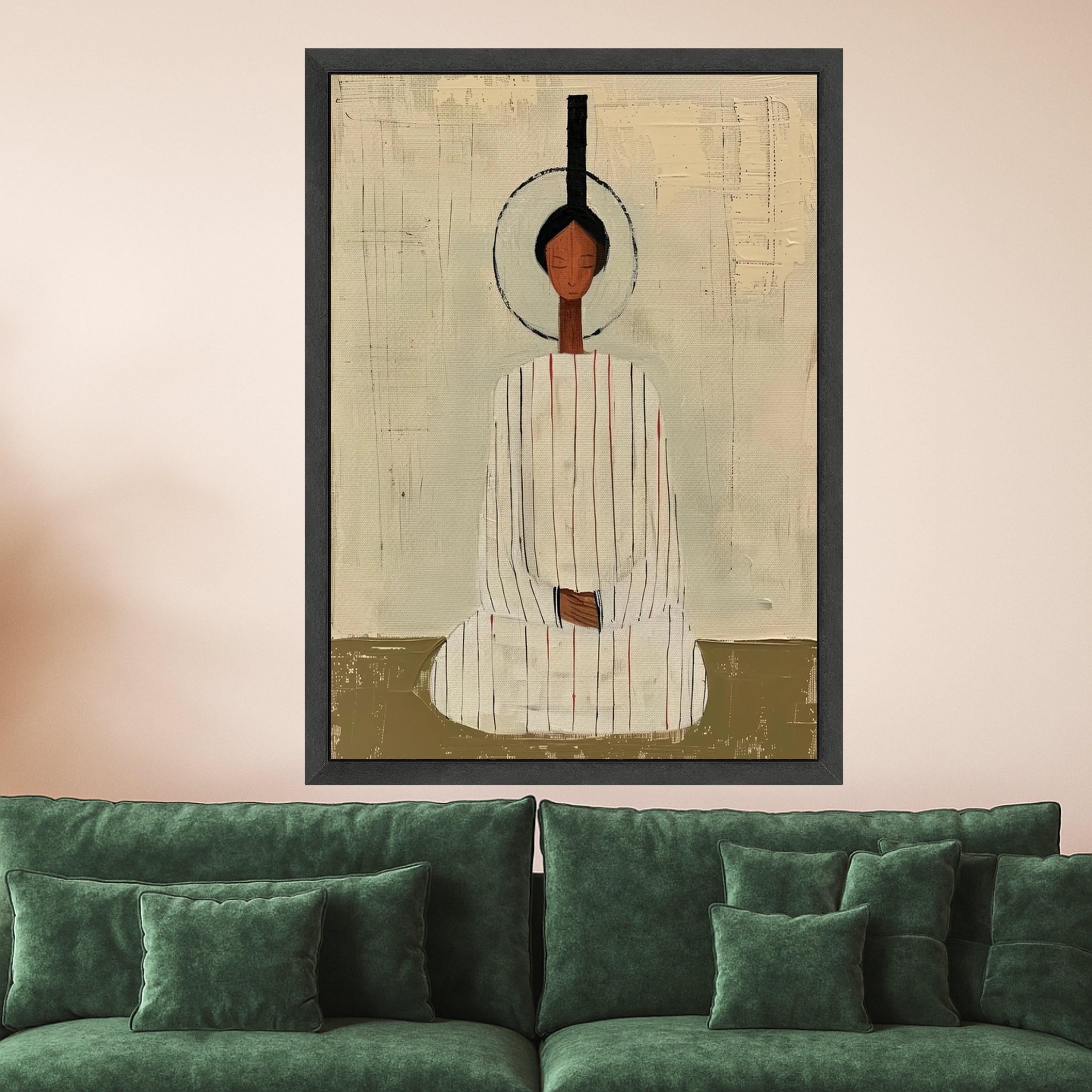 Minimalist Meditative Figure, Abstract Canvas Art, Spiritual Wall Decor, Modern Art Print, Calm Home Decoration Ready To Hang,