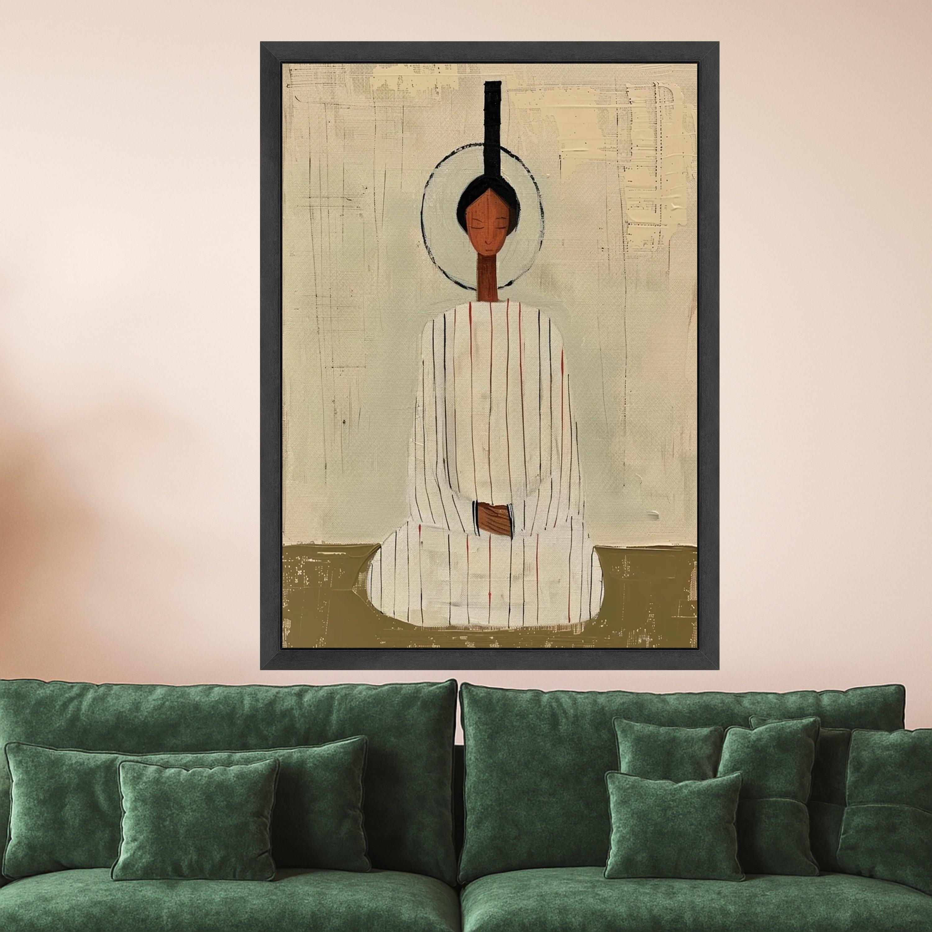 Minimalist Meditative Figure, Abstract Canvas Art, Spiritual Wall Decor, Modern Art Print, Calm Home Decoration Ready To Hang,