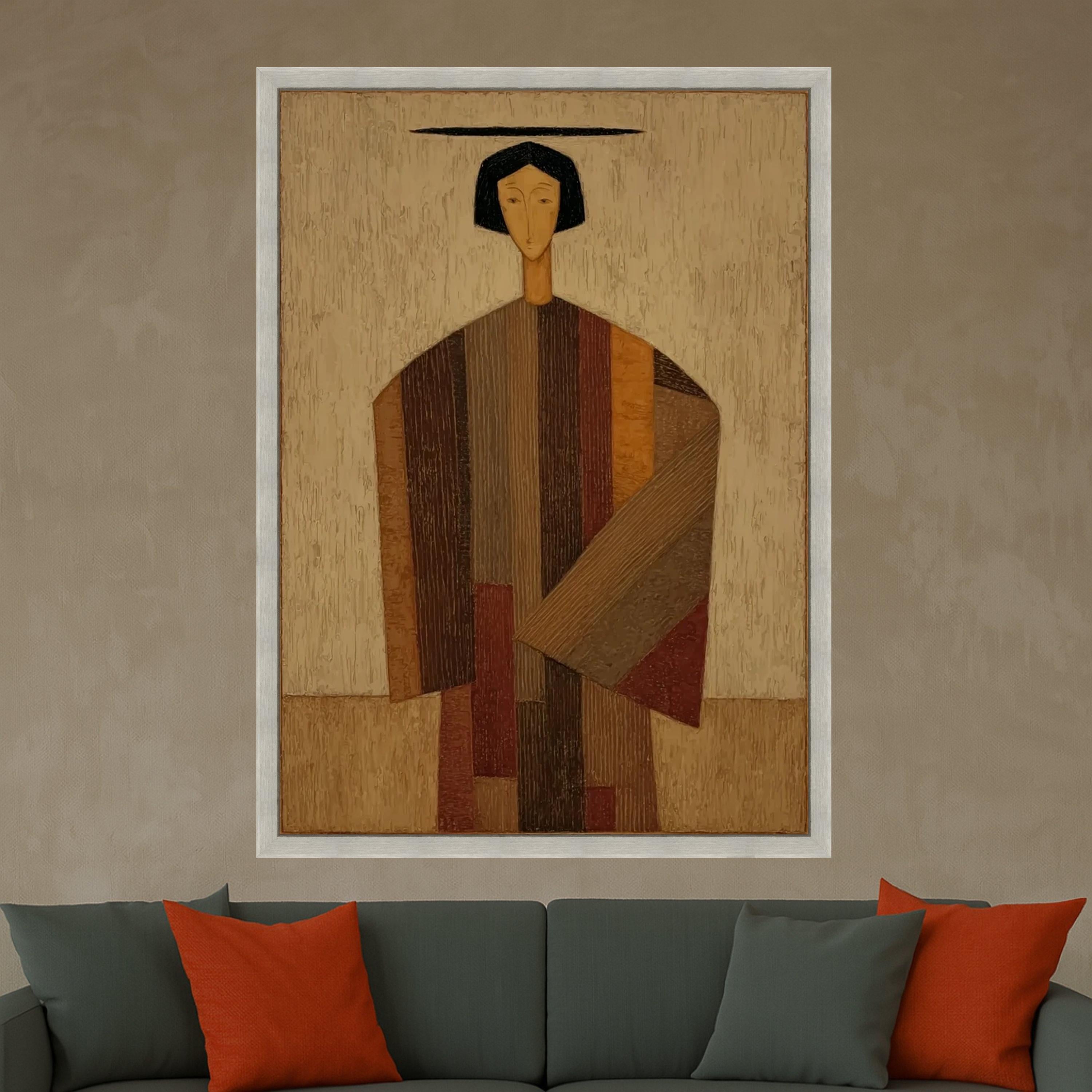 Abstract Modern Figure Canvas, Brown Tones Wall Art, Print, Geometric Home Decor, Contemporary Canvas Art Ready To Hang,