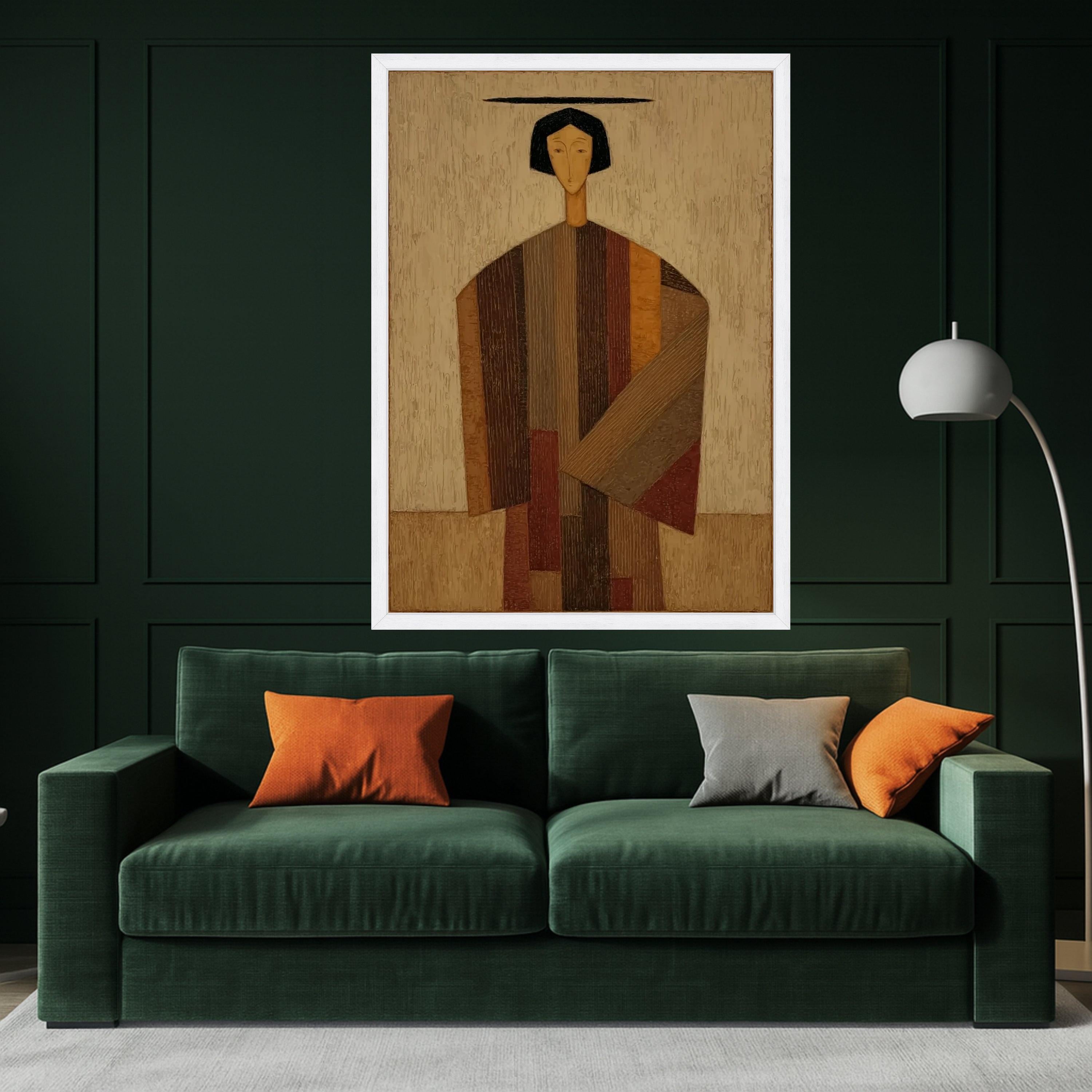 Abstract Modern Figure Canvas, Brown Tones Wall Art, Print, Geometric Home Decor, Contemporary Canvas Art Ready To Hang,