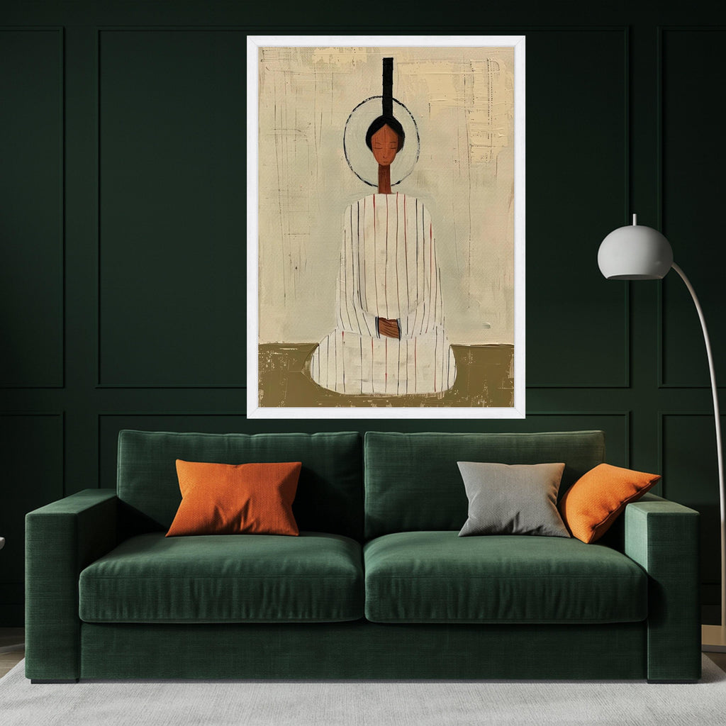 Minimalist Meditative Figure, Abstract Canvas Art, Spiritual Wall Decor, Modern Art Print, Calm Home Decoration Ready To Hang,