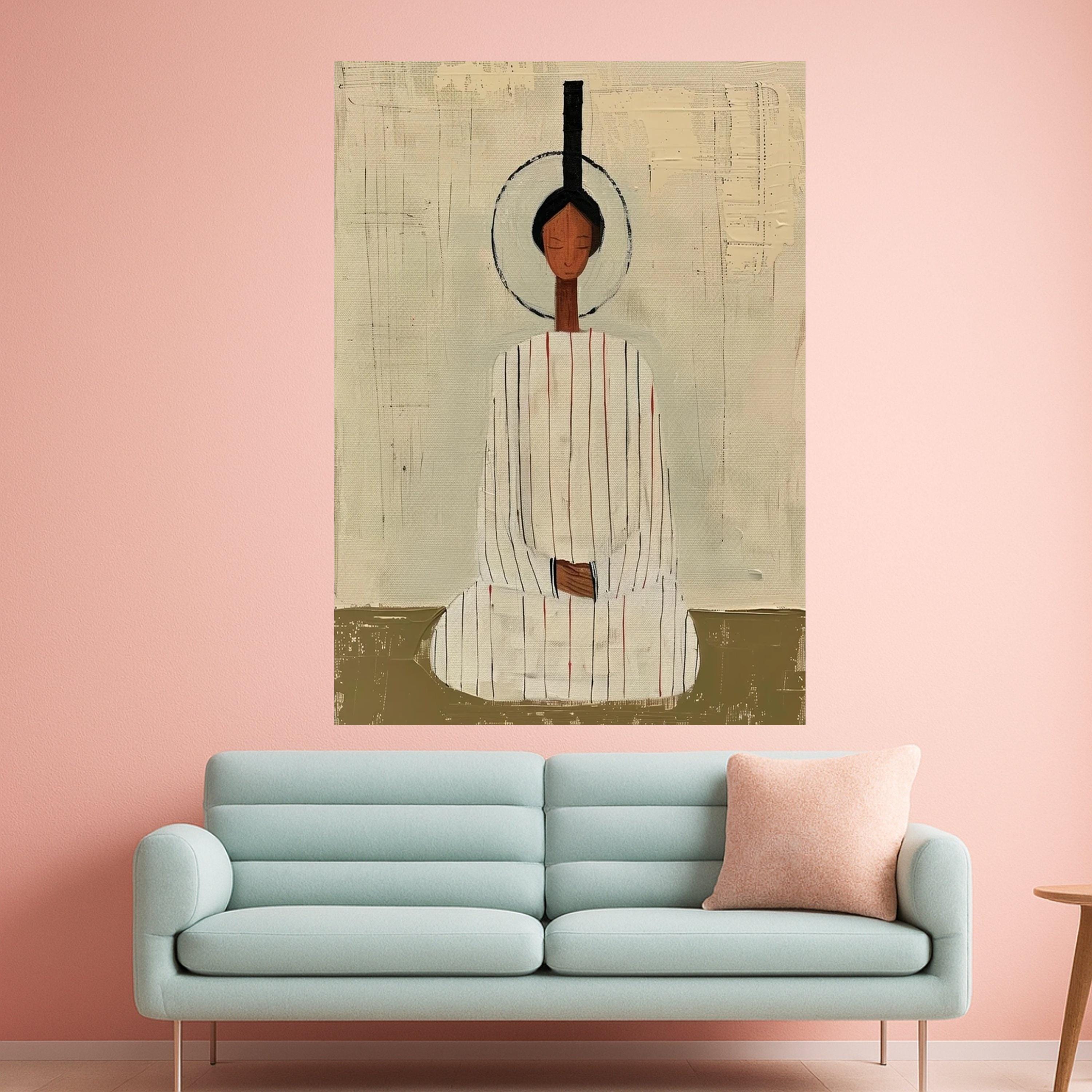 Minimalist Meditative Figure, Abstract Canvas Art, Spiritual Wall Decor, Modern Art Print, Calm Home Decoration Ready To Hang,