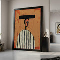 Minimalist Figure Canvas, Striped Outfit Wall Art, Abstract Human Form, Modern Art Decor Ready To Hang,