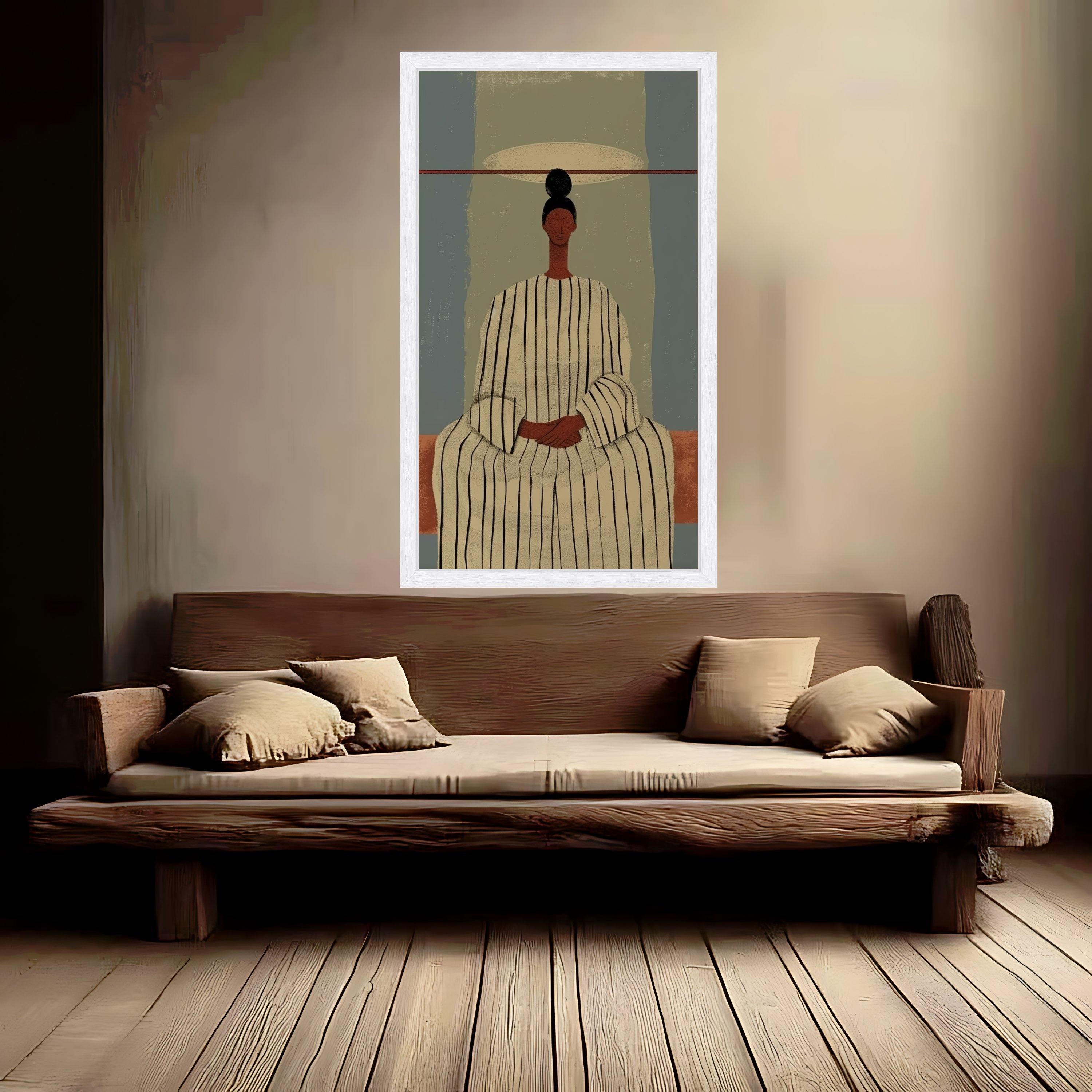 Minimalist Figure Canvas, Striped Outfit Wall Art, Modern Abstract Canvas, Contemporary Home Decor Ready To Hang,