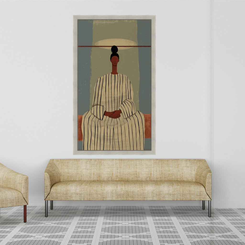 Minimalist Figure Canvas, Striped Outfit Wall Art, Modern Abstract Canvas, Contemporary Home Decor Ready To Hang,