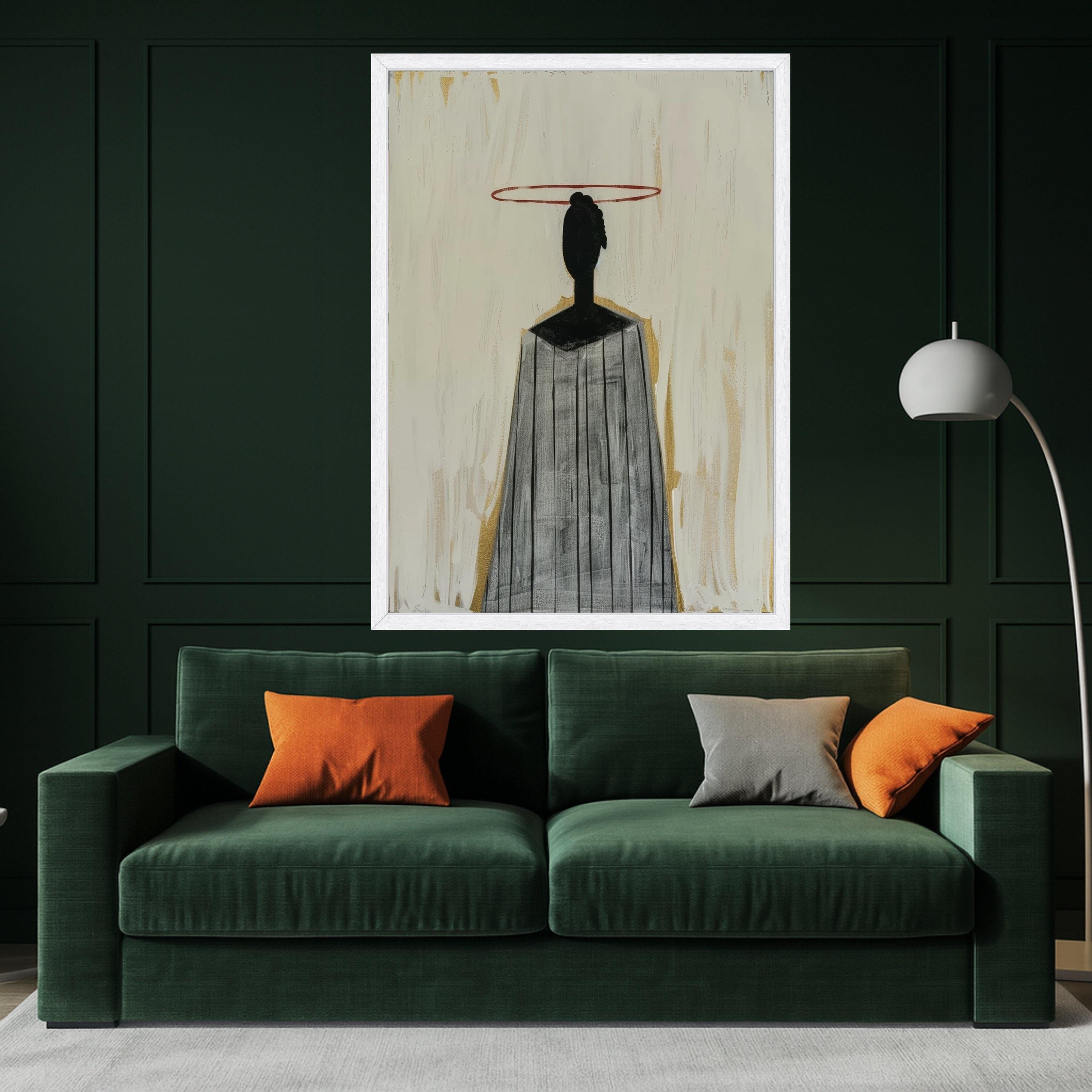 Minimalist Figure Canvas, Striped Outfit Wall Art, Modern Abstract Canvas, Large Size Decoration Ready To Hang,