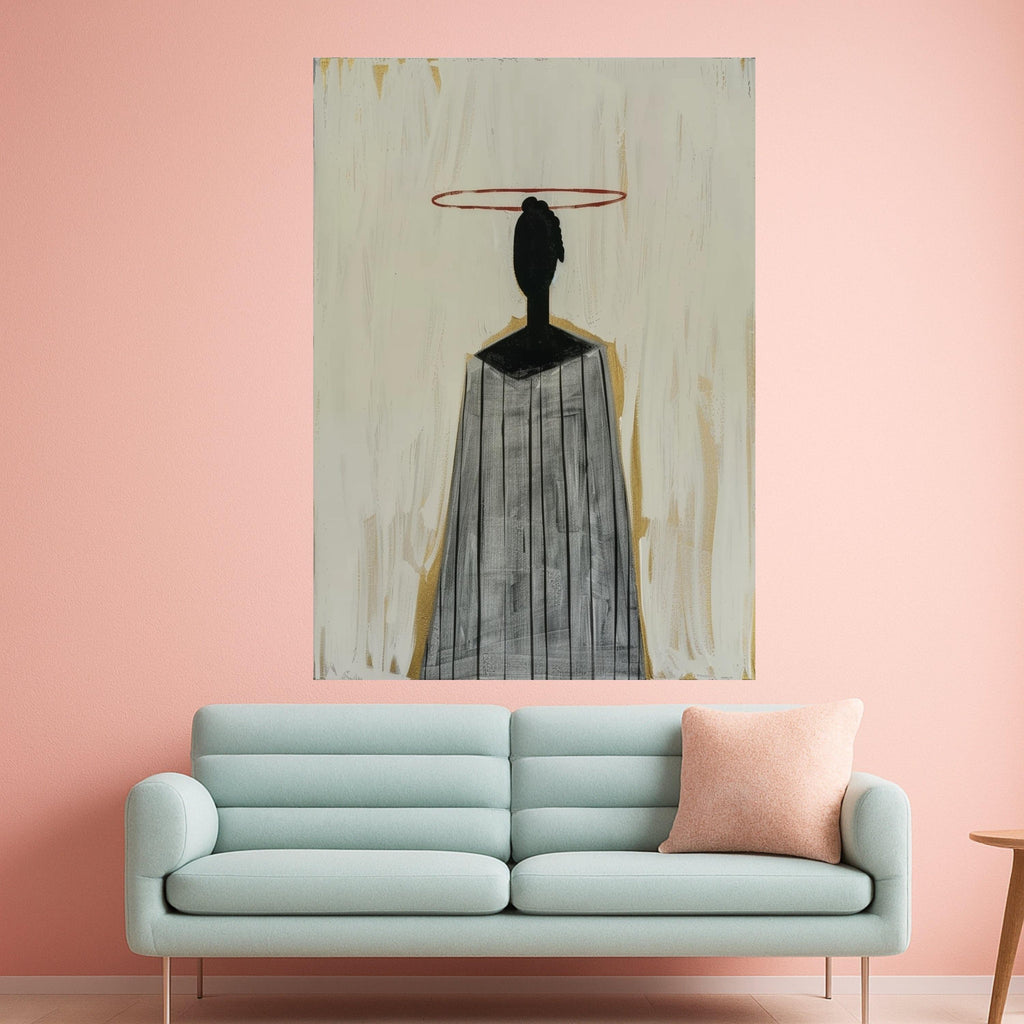 Minimalist Figure Canvas, Striped Outfit Wall Art, Modern Abstract Canvas, Large Size Decoration Ready To Hang,