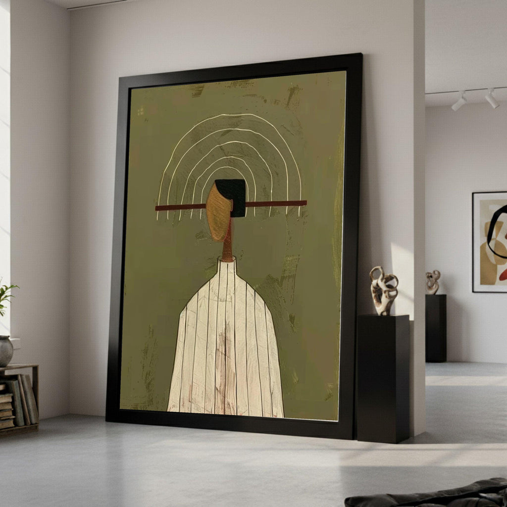 Minimalist Striped Outfit, Abstract Figure Canvas, Modern Wall Art, Large Decorative Artwork, Contemporary Home Decor Ready To Hang,