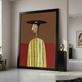 Minimalist Figure Canvas, Striped Outfit Art, Modern Abstract Wall Decor, Geometric Portrait Canvas, Home Decoration Ready To Hang,