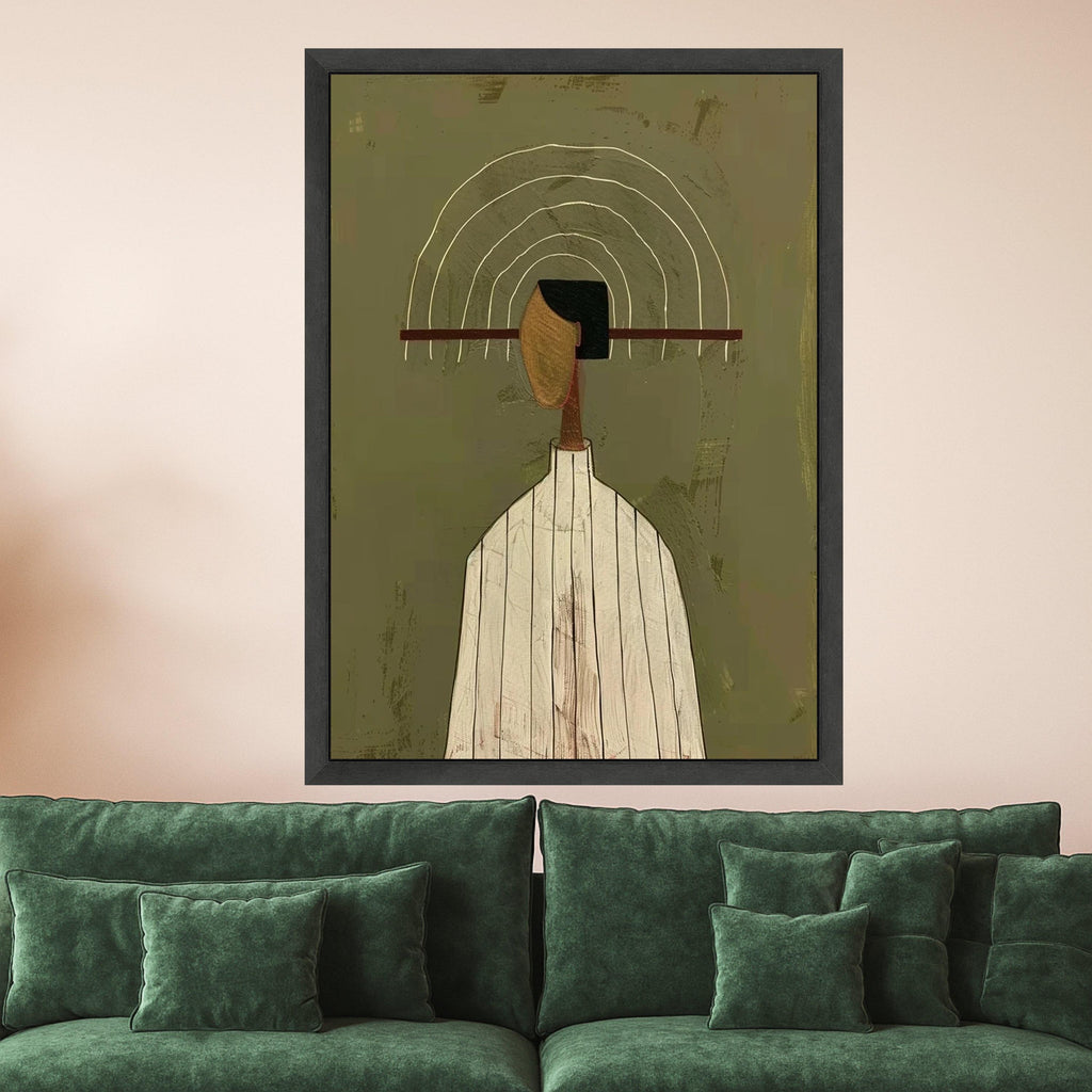 Minimalist Striped Outfit, Abstract Figure Canvas, Modern Wall Art, Large Decorative Artwork, Contemporary Home Decor Ready To Hang,