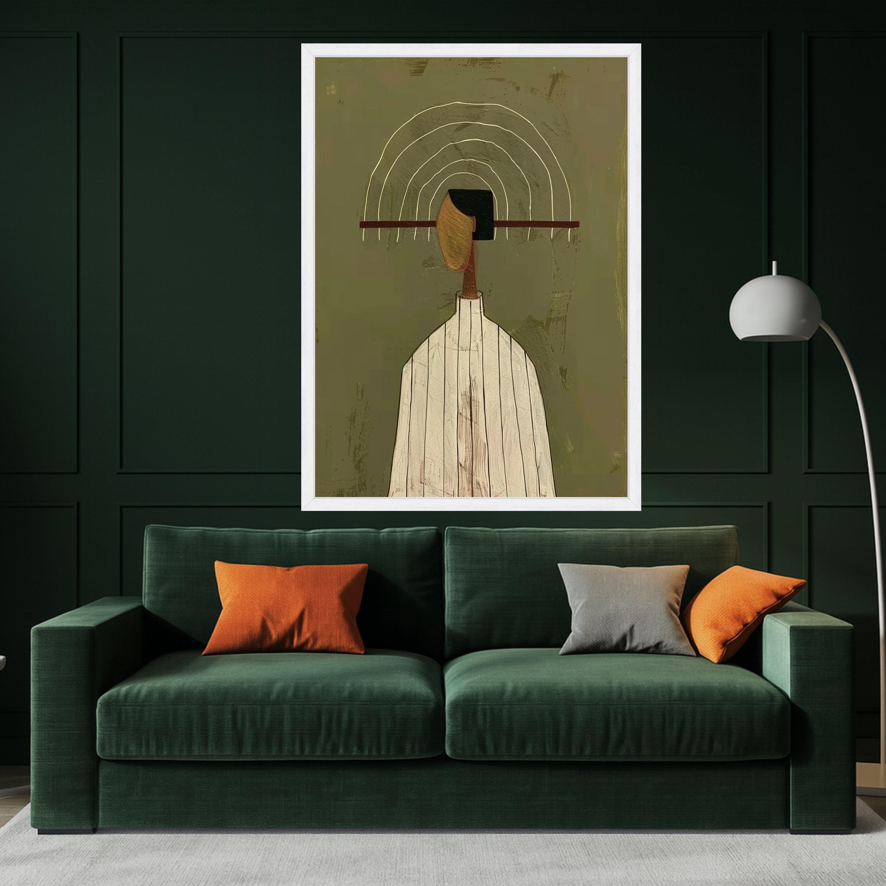 Minimalist Striped Outfit, Abstract Figure Canvas, Modern Wall Art, Large Decorative Artwork, Contemporary Home Decor Ready To Hang,