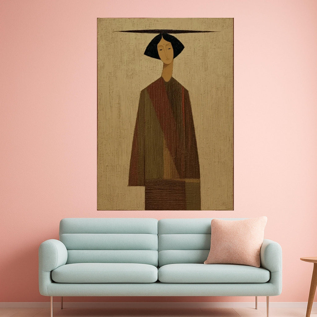 Minimalist Striped Figure Canvas, Modern Abstract Wall Art, Geometric Home Decor, Ready to Hang Painting Ready To Hang,
