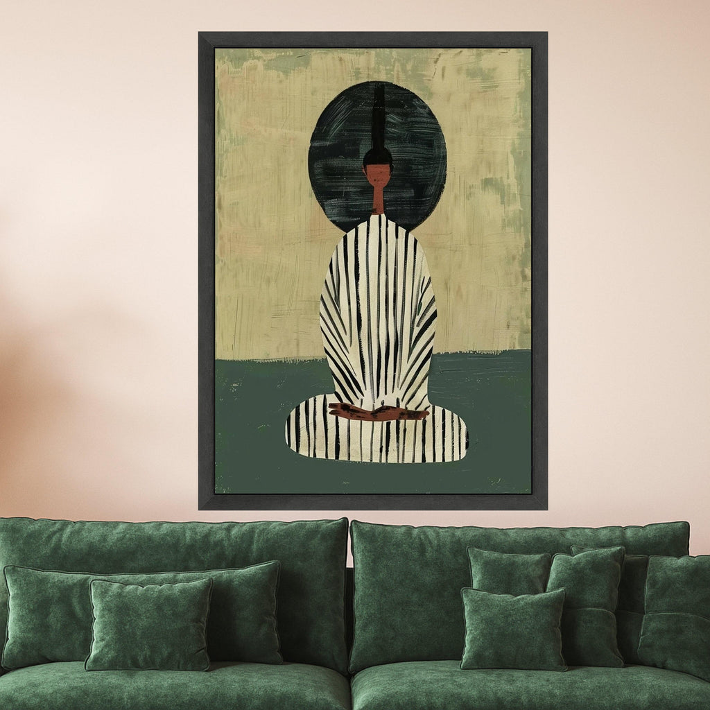 Minimalist Figure Canvas, Striped Outfit Art, Contemporary Wall Decor, Abstract Modern Canvas Ready To Hang,