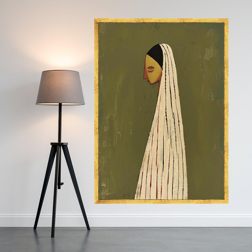 Minimalist Figure Canvas, Striped Outfit, Modern Wall Art, Elegant Home Decor Ready To Hang,
