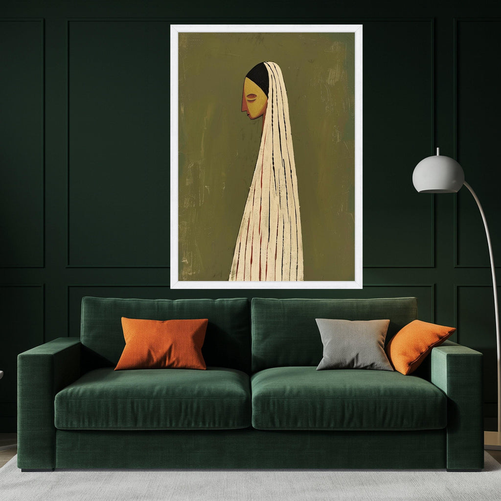 Minimalist Figure Canvas, Striped Outfit, Modern Wall Art, Elegant Home Decor Ready To Hang,
