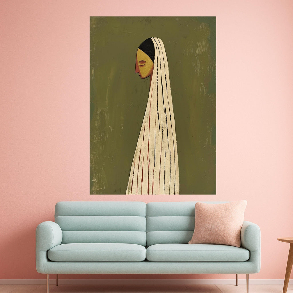 Minimalist Figure Canvas, Striped Outfit, Modern Wall Art, Elegant Home Decor Ready To Hang,