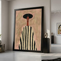 Minimalist Figure Canvas, Striped Outfit Art, Modern Wall Decoration, Abstract Portrait Canvas Ready To Hang,