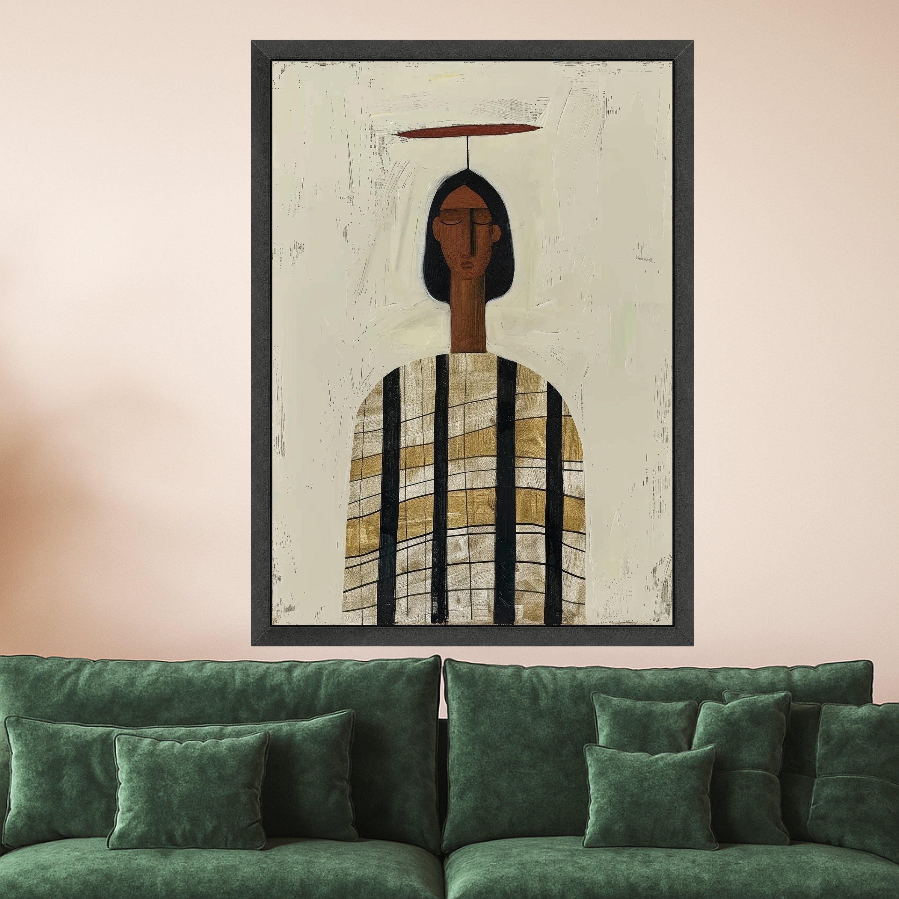 Minimalist Figure Canvas, Striped Outfit Art, Modern Abstract Wall Art, Home Decor Canvas Ready To Hang,