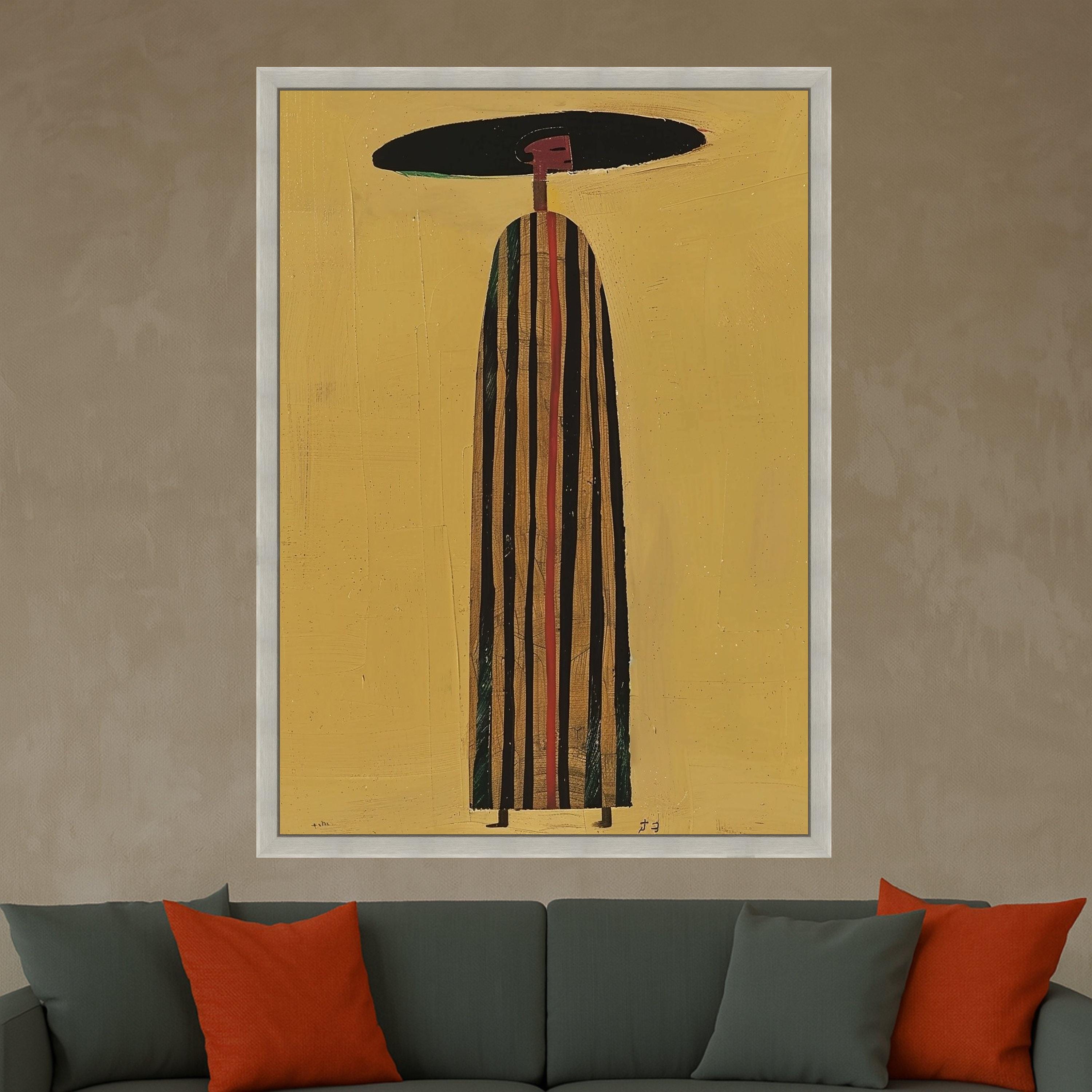 Minimalist Figure Canvas, Striped Outfit Wall Art, Abstract Modern Design, Large Canvas Decoration Ready To Hang,