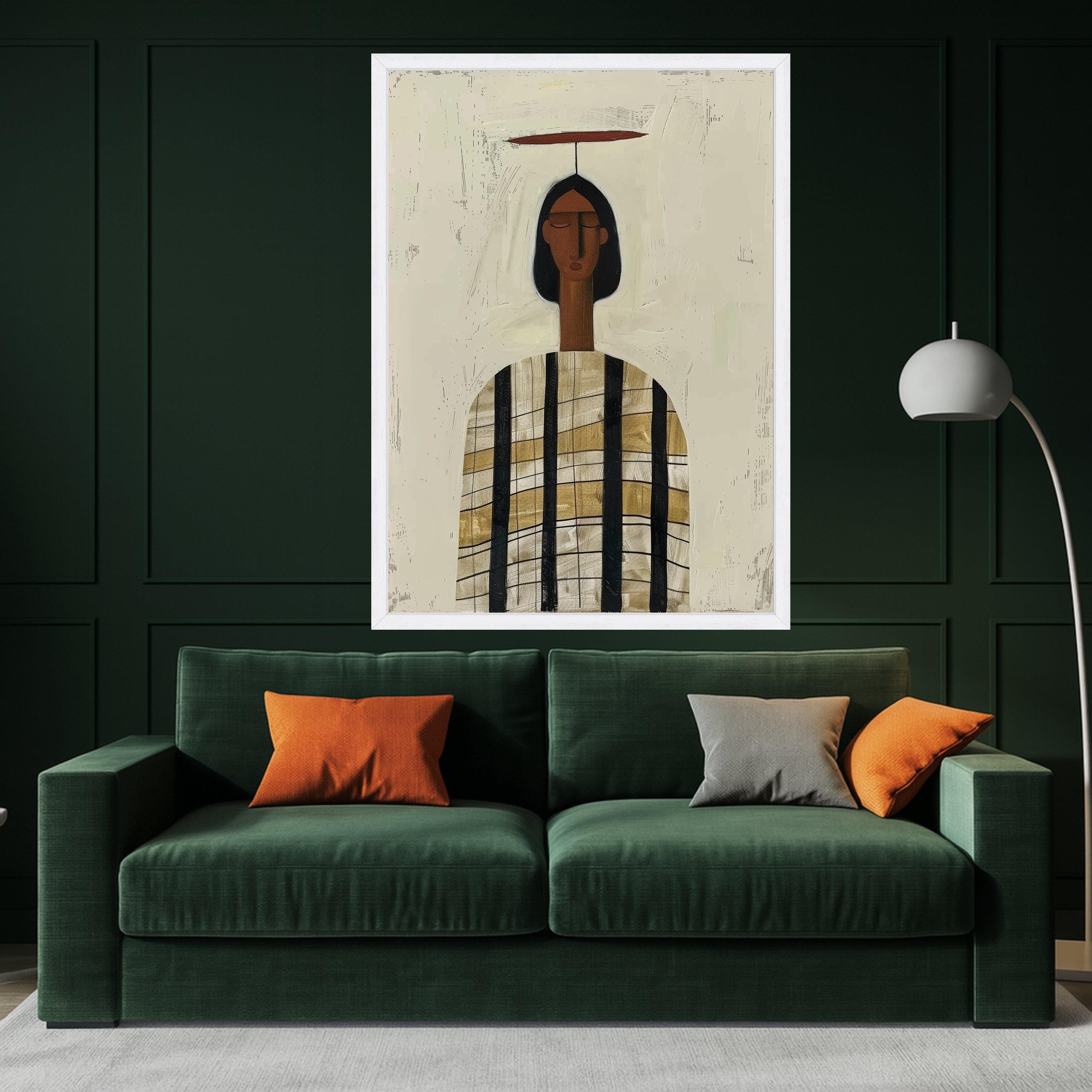 Minimalist Figure Canvas, Striped Outfit Art, Modern Abstract Wall Art, Home Decor Canvas Ready To Hang,