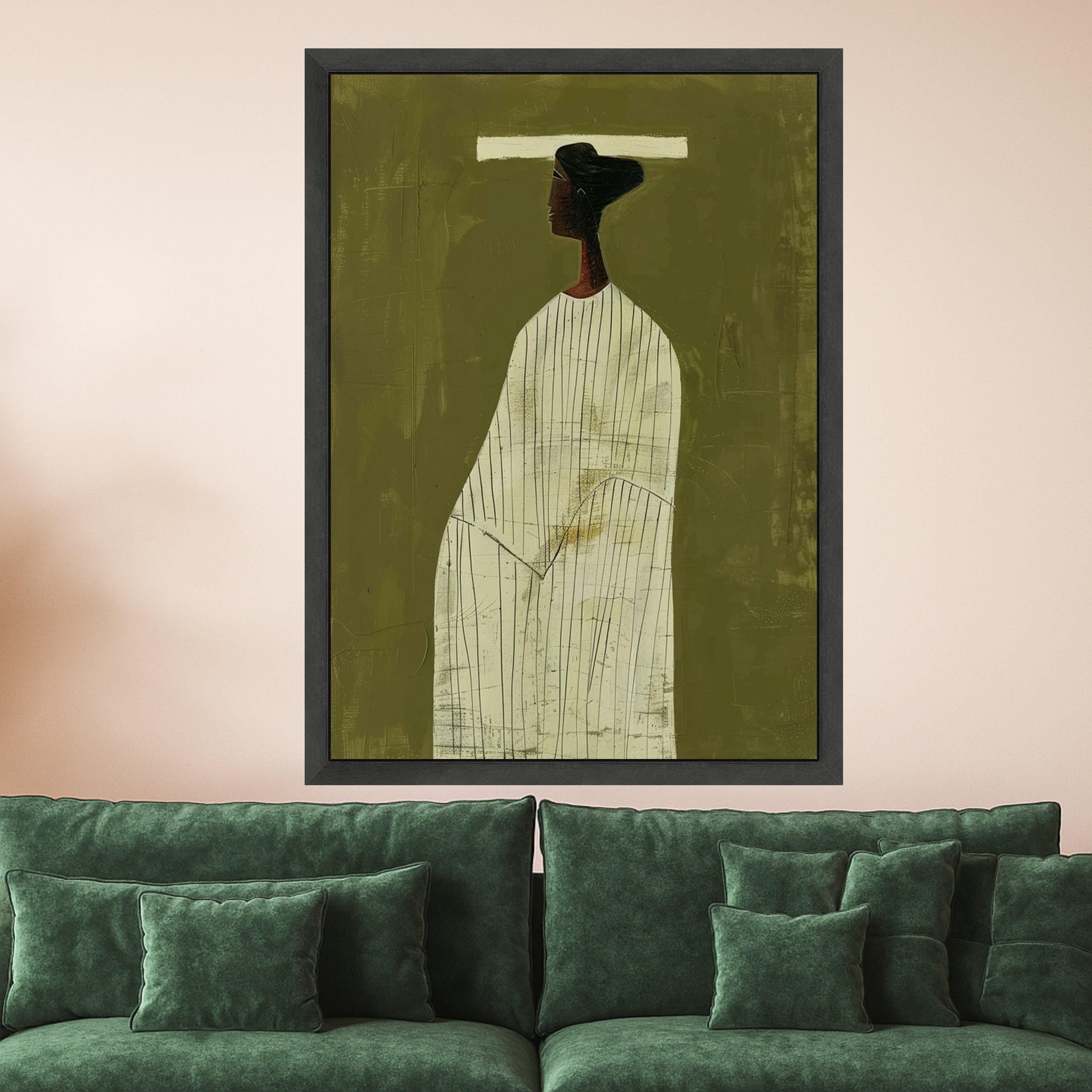 Minimalist Figure Canvas, Striped Outfit Wall Art, Modern Abstract Canvas, Large Size Home Decor Ready To Hang,