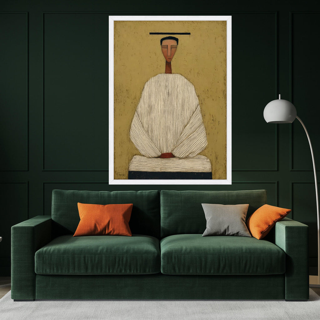 Minimalist Figure Canvas, Striped Outfit Art, Abstract Wall Decor, Modern Home Wall Art Ready To Hang,