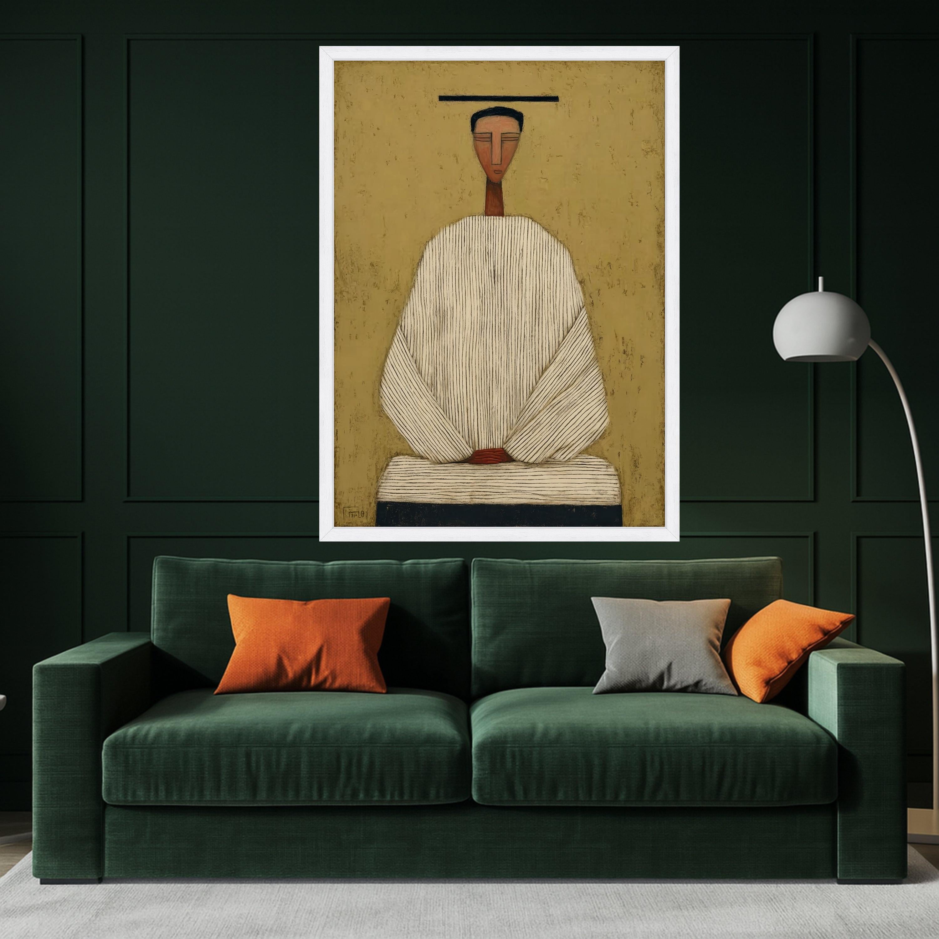 Minimalist Figure Canvas, Striped Outfit Art, Abstract Wall Decor, Modern Home Wall Art Ready To Hang,