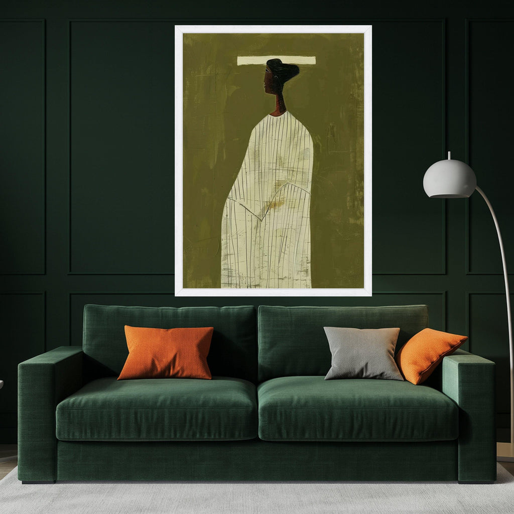 Minimalist Figure Canvas, Striped Outfit Wall Art, Modern Abstract Canvas, Large Size Home Decor Ready To Hang,