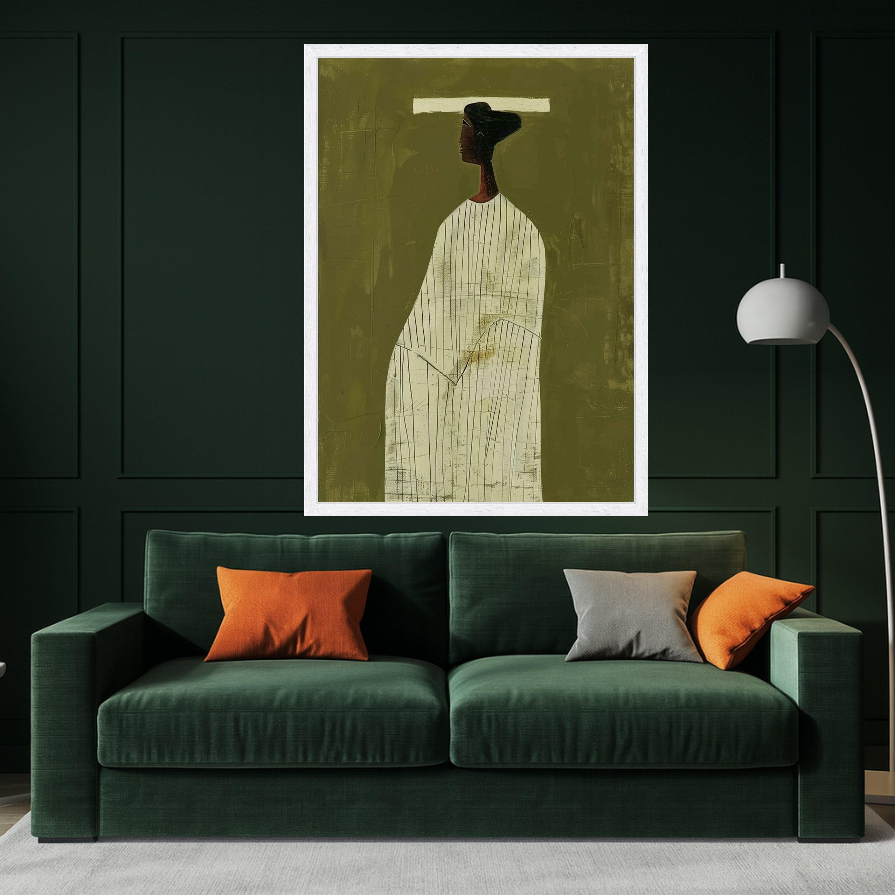 Minimalist Figure Canvas, Striped Outfit Wall Art, Modern Abstract Canvas, Large Size Home Decor Ready To Hang,