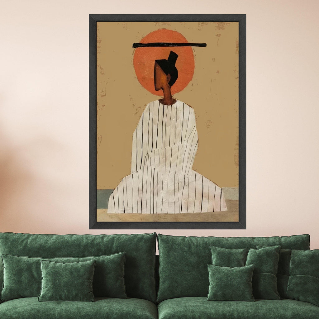 Minimalist Figure Canvas, Striped Outfit Wall Art, Modern Abstract Decoration Ready To Hang,