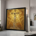Gustav Klimt Inspired Crucifixion Canvas Wall Art, Religious Christian Canvas, Gold Toned Spiritual Home Decoration, Sacred Ready To Hang,