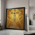 Gustav Klimt Inspired Crucifixion Canvas Wall Art, Religious Christian Canvas, Gold Toned Spiritual Home Decoration, Sacred Ready To Hang,