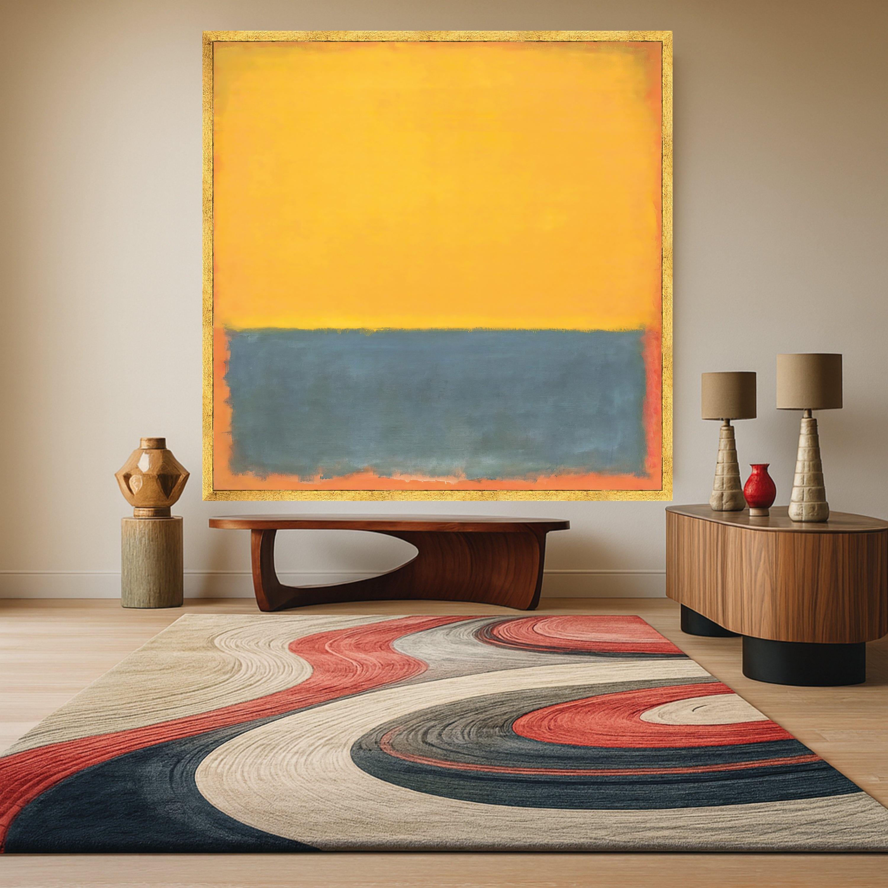 Mark Rothko Canvas Wall Art, Yellow and Blue Abstract Painting, Modern Color Block Canvas, Large Abstract Canvas Print, Home Ready To Hang,