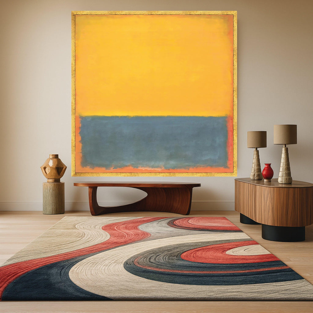Mark Rothko Canvas Wall Art, Yellow and Blue Abstract Painting, Modern Color Block Canvas, Large Abstract Canvas Print, Home Ready To Hang,