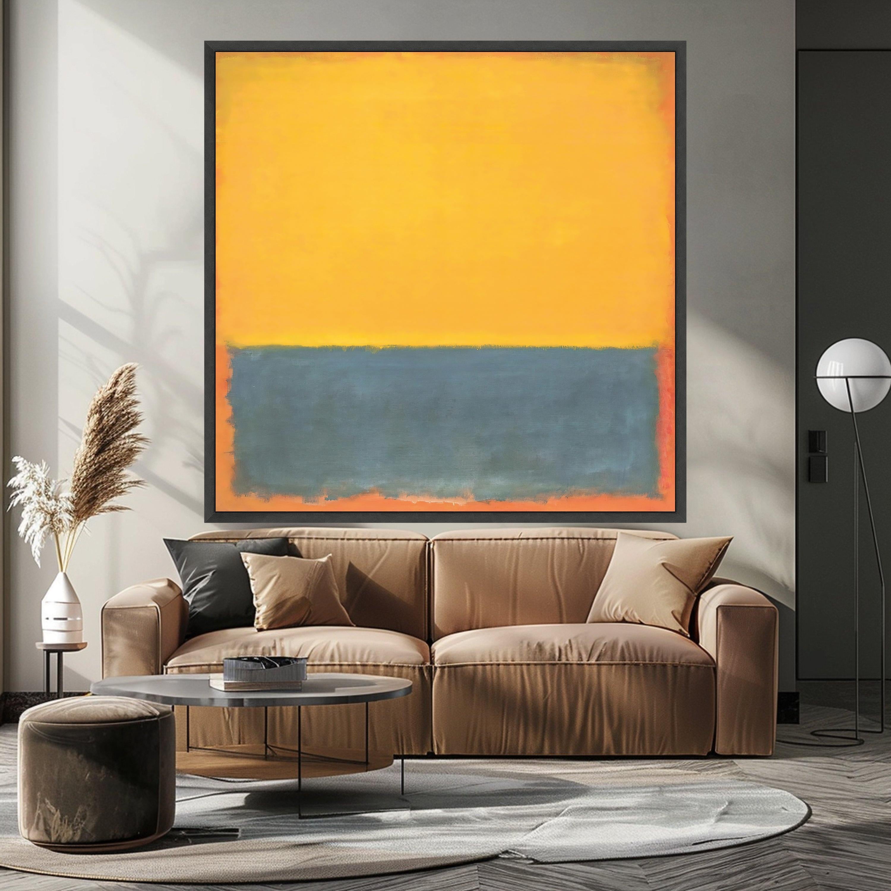 Mark Rothko Canvas Wall Art, Yellow and Blue Abstract Painting, Modern Color Block Canvas, Large Abstract Canvas Print, Home Ready To Hang,