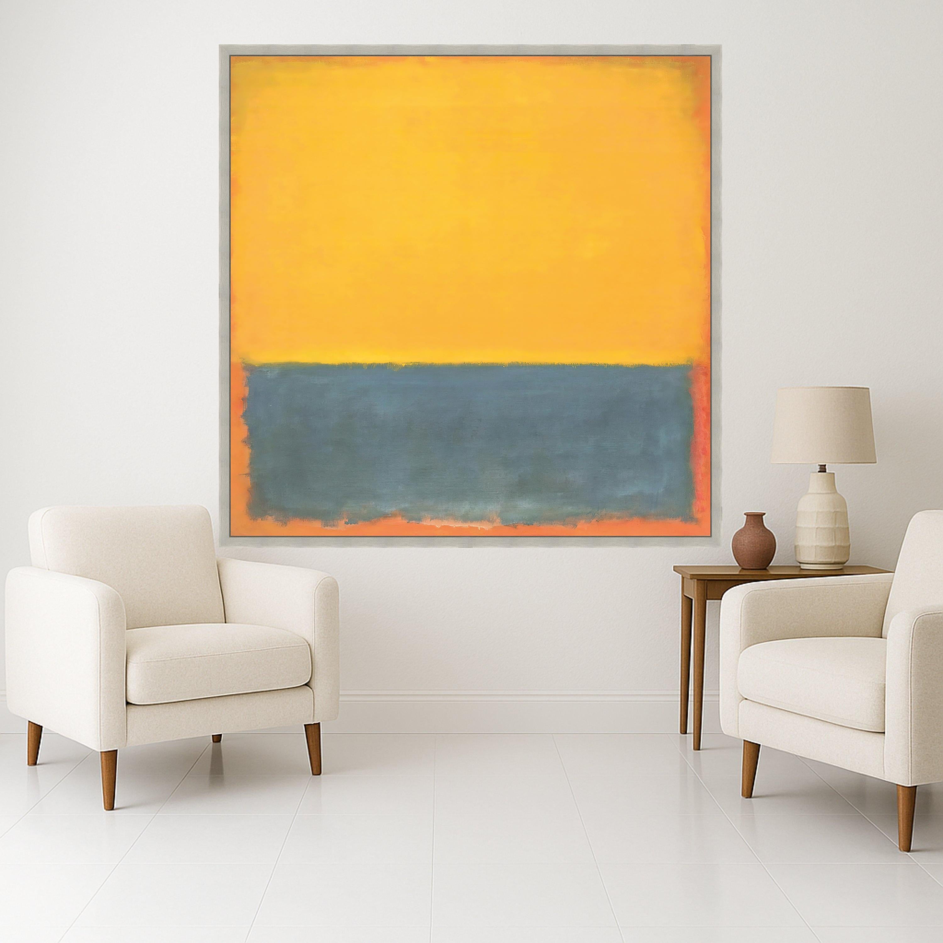 Mark Rothko Canvas Wall Art, Yellow and Blue Abstract Painting, Modern Color Block Canvas, Large Abstract Canvas Print, Home Ready To Hang,