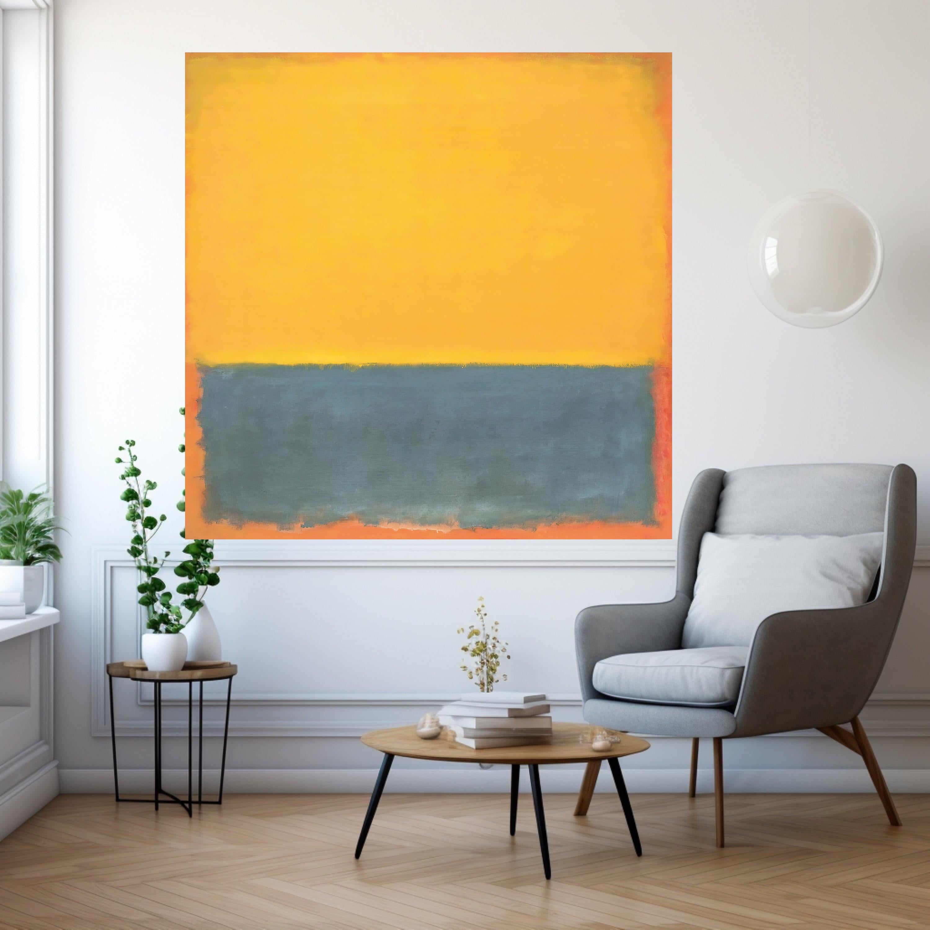 Mark Rothko Canvas Wall Art, Yellow and Blue Abstract Painting, Modern Color Block Canvas, Large Abstract Canvas Print, Home Ready To Hang,