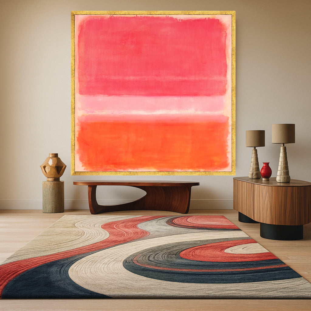 Mark Rothko Canvas Wall Art, Abstract Red and Orange Blocks, Modern Contemporary Canvas Print, Bold Color Block Painting, Ready To Hang,
