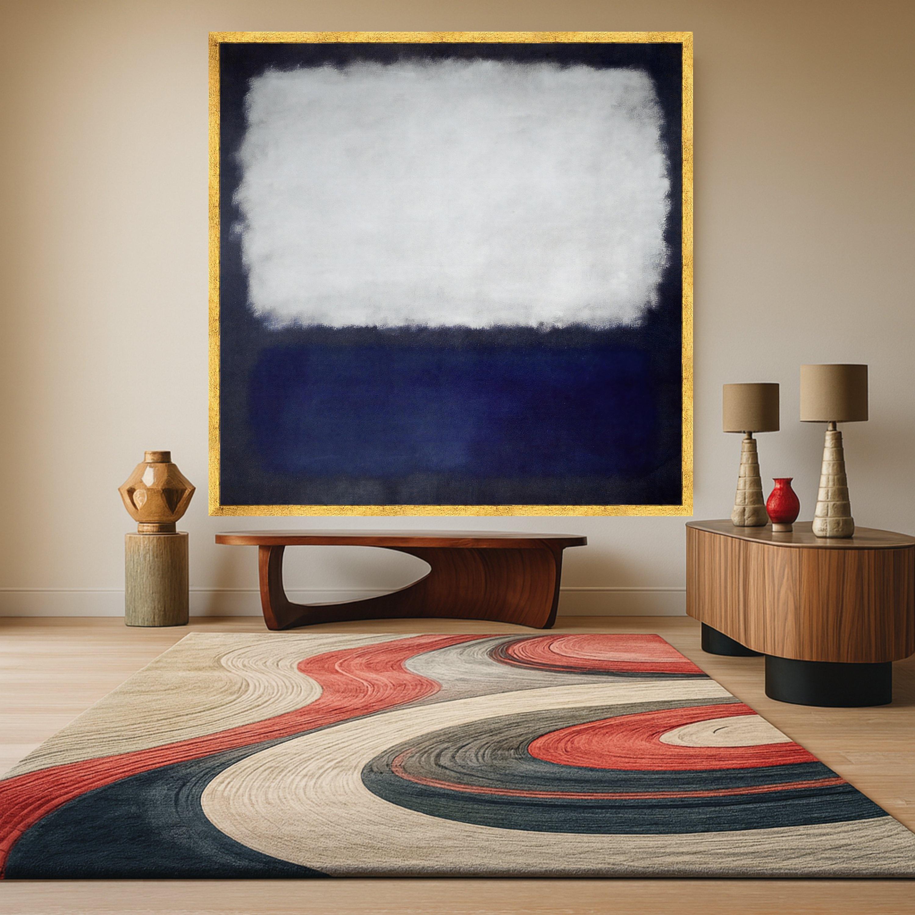 Mark Rothko Canvas Wall Art, White and Blue Abstract Painting, Modern Minimalist Canvas Print, Large Living Room Art, Home Ready To Hang,