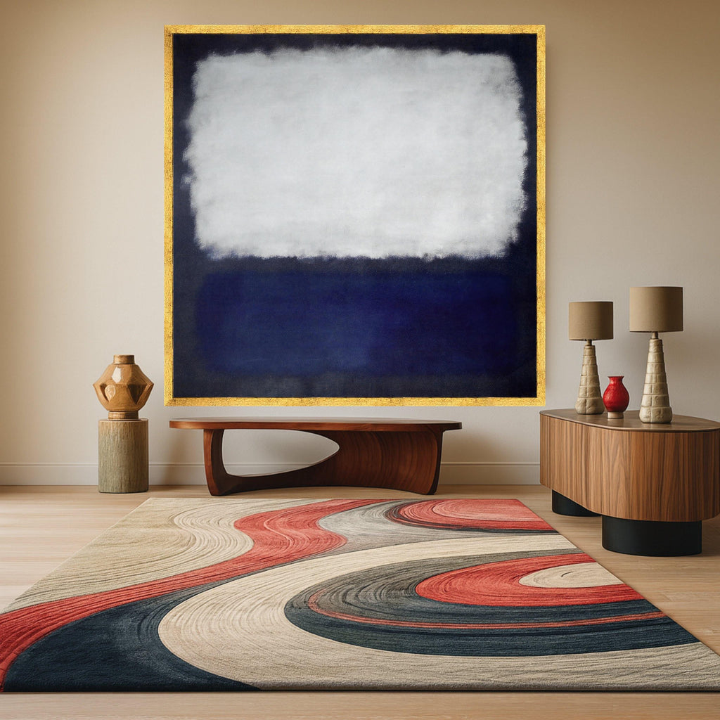Mark Rothko Canvas Wall Art, White and Blue Abstract Painting, Modern Minimalist Canvas Print, Large Living Room Art, Home Ready To Hang,