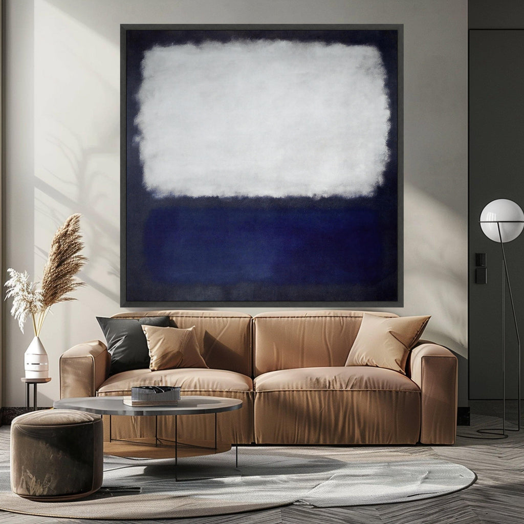 Mark Rothko Canvas Wall Art, White and Blue Abstract Painting, Modern Minimalist Canvas Print, Large Living Room Art, Home Ready To Hang,