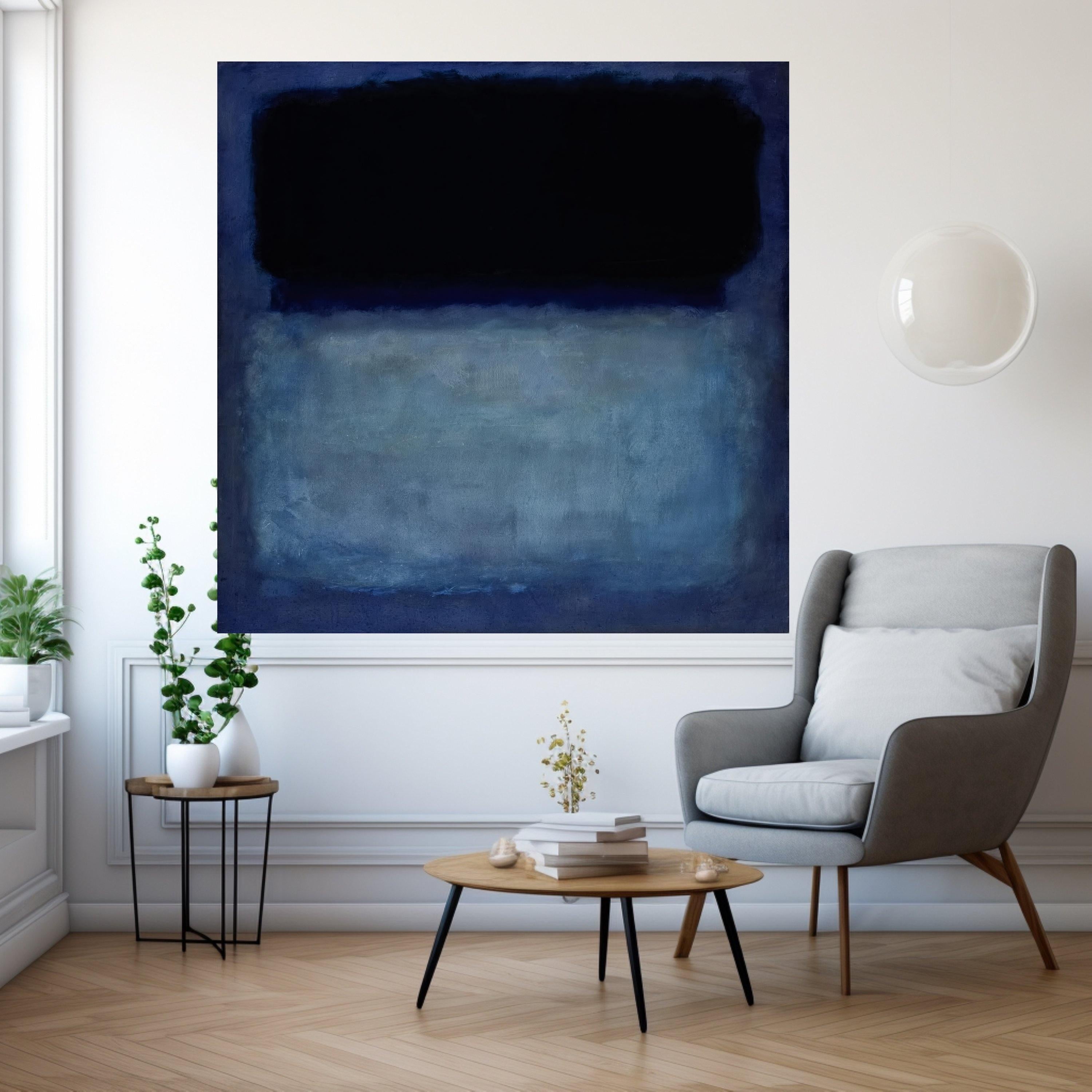 Mark Rothko Blue and Black Canvas, Abstract Color Field Wall Art, Modern Art Print, Moody Home Decoration, Ready to Hang Ready To Hang,