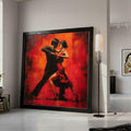 Passionate Tango Dance Couple, Red and Black Canvas Wall Art, Romantic Ballroom Dance Painting, Elegant Home Décor, Vibrant Ready To Hang,