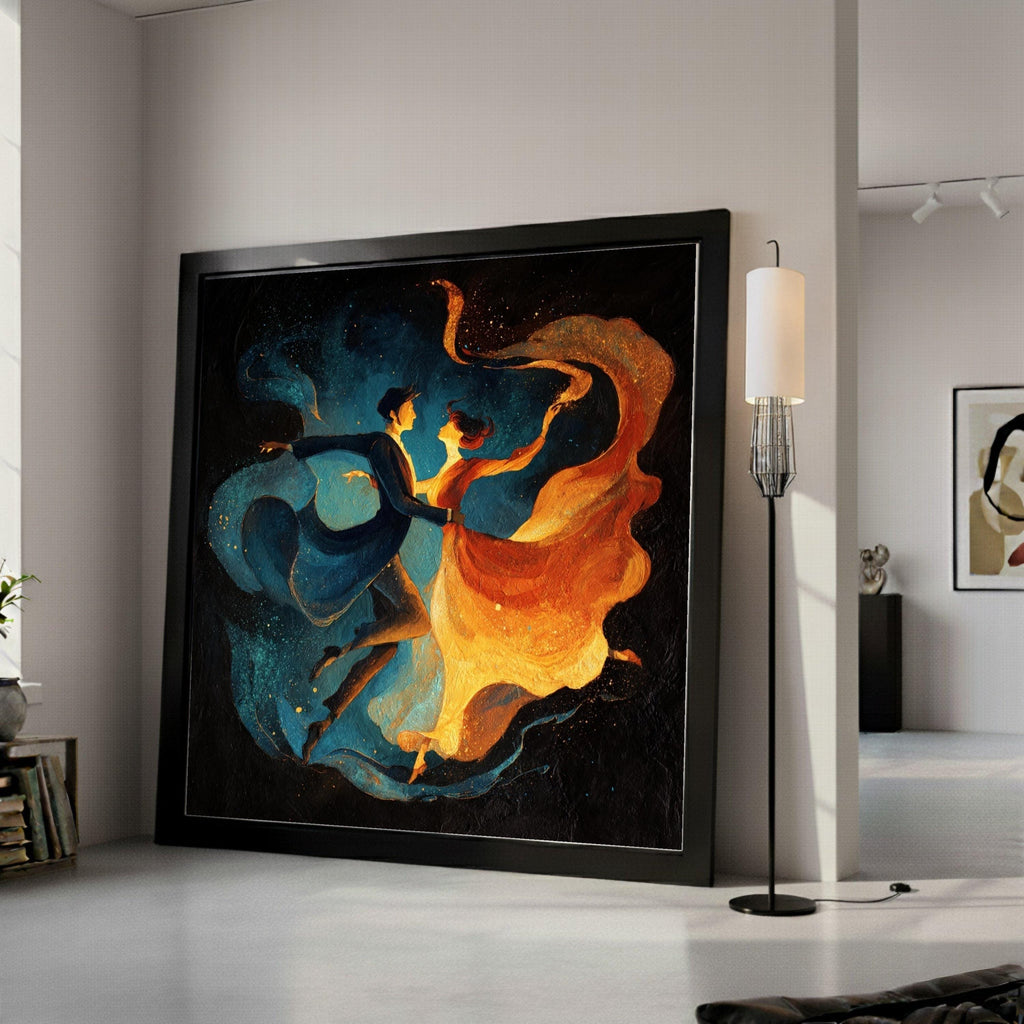 Elegant Dancing Couple Canvas Wall Art, Romantic Ballroom Dance Painting, Abstract Motion Art, Couples Dance Home Decor, Ready To Hang,