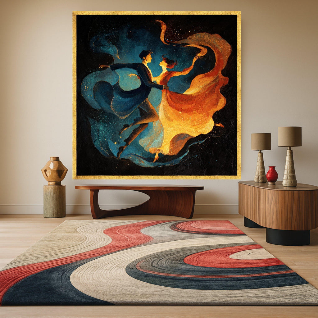 Elegant Dancing Couple Canvas Wall Art, Romantic Ballroom Dance Painting, Abstract Motion Art, Couples Dance Home Decor, Ready To Hang,