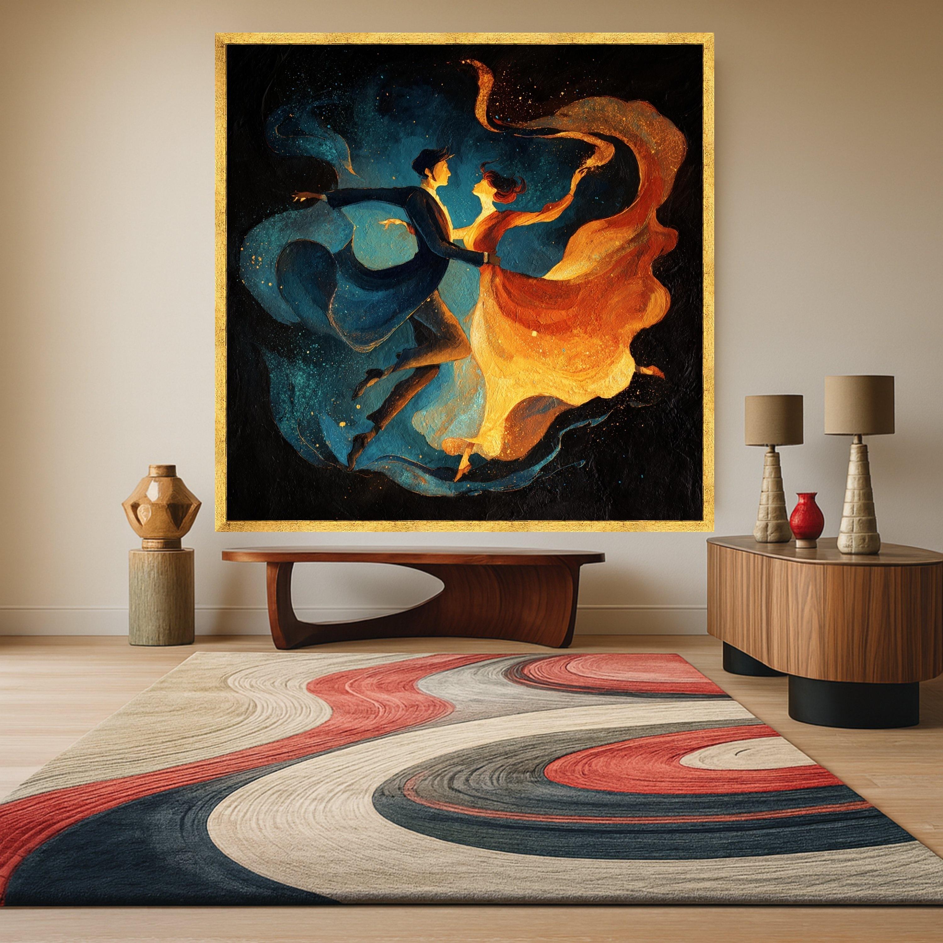 Elegant Dancing Couple Canvas Wall Art, Romantic Ballroom Dance Painting, Abstract Motion Art, Couples Dance Home Decor, Ready To Hang,