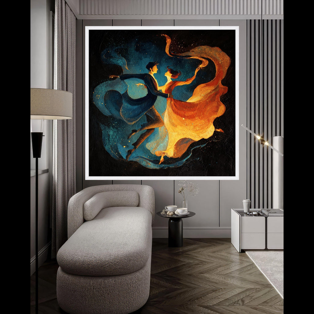 Elegant Dancing Couple Canvas Wall Art, Romantic Ballroom Dance Painting, Abstract Motion Art, Couples Dance Home Decor, Ready To Hang,