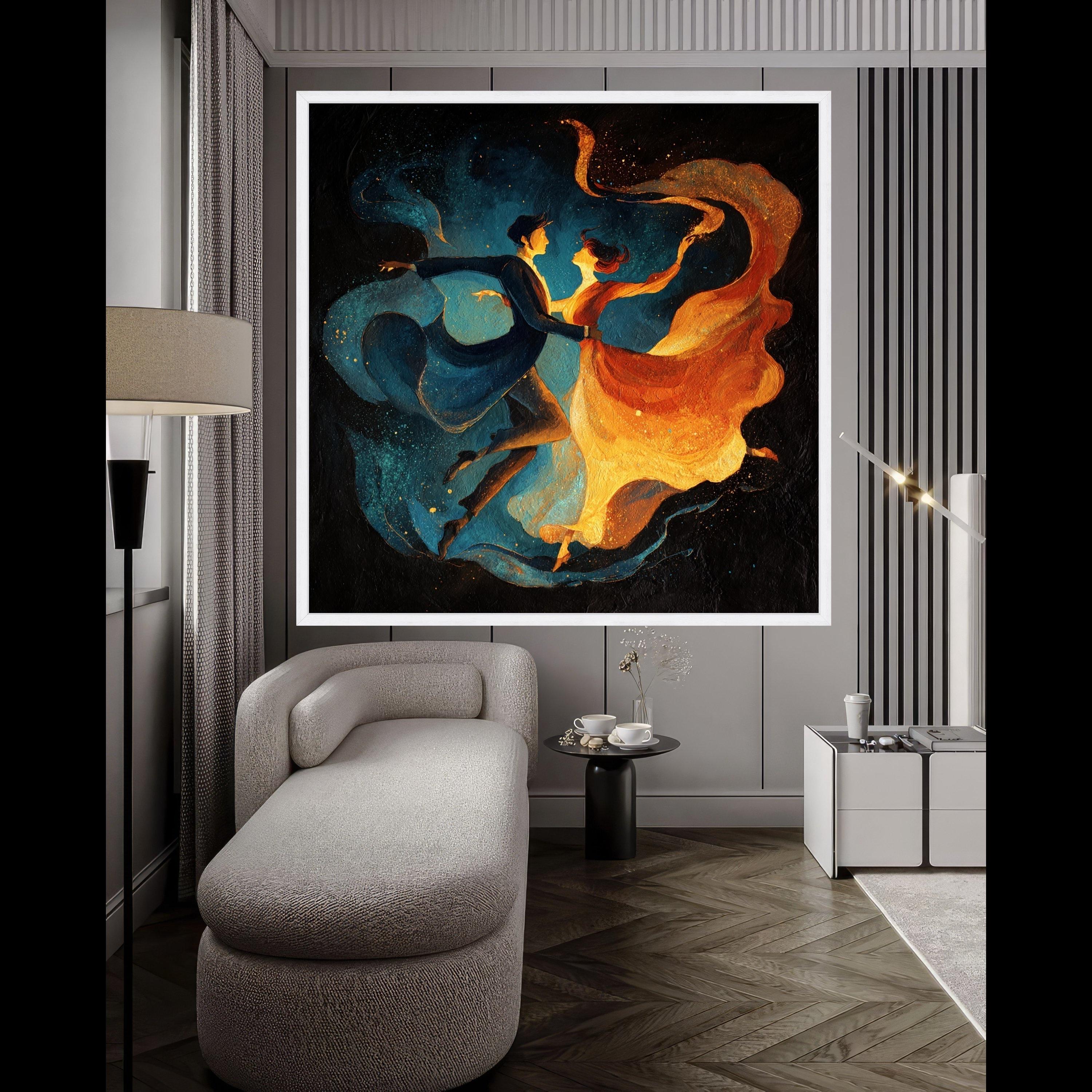 Elegant Dancing Couple Canvas Wall Art, Romantic Ballroom Dance Painting, Abstract Motion Art, Couples Dance Home Decor, Ready To Hang,