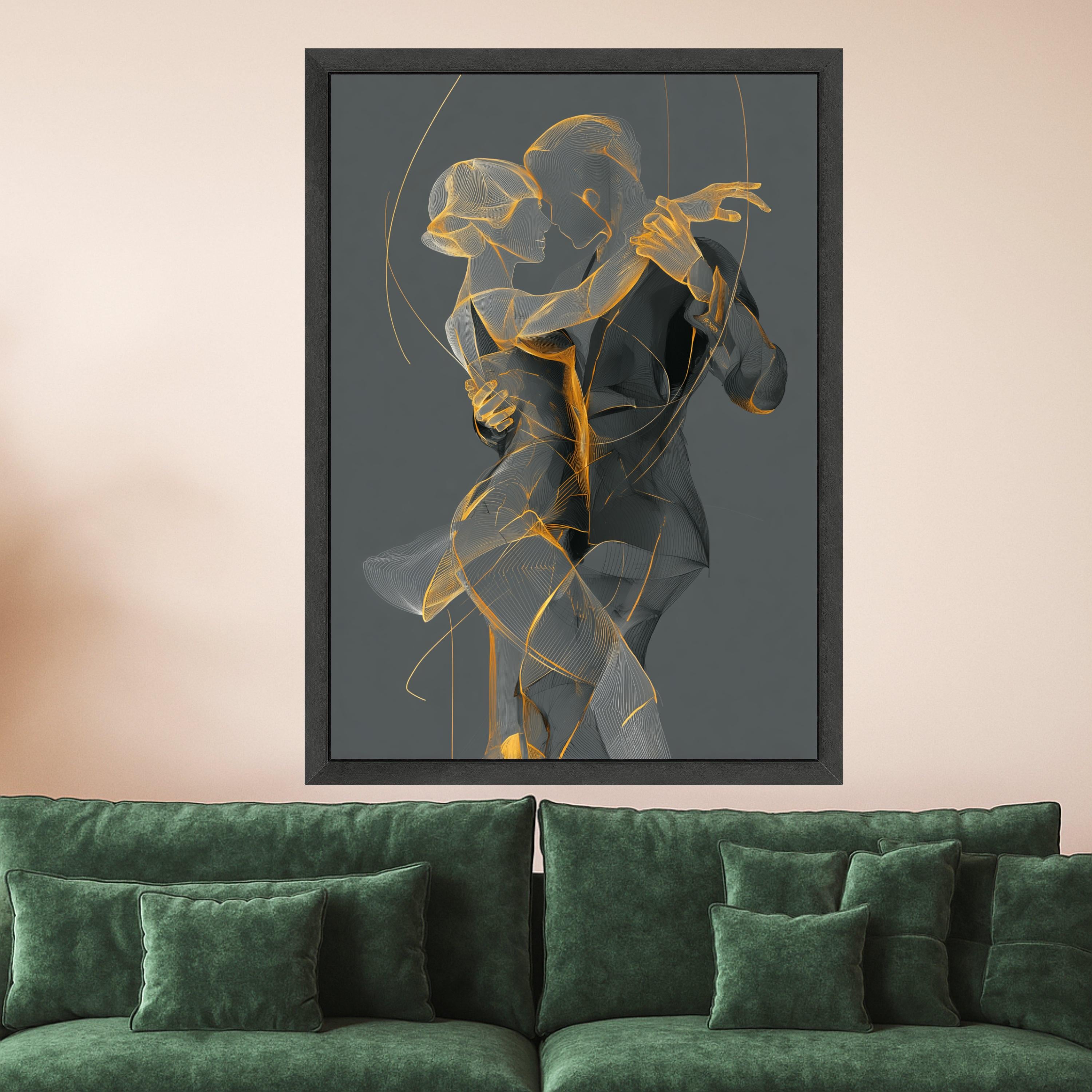 Elegant Tango Dance, Abstract Couple Canvas, Romantic Wall Art, Modern Dance Print, Home Decor Canvas Ready To Hang,